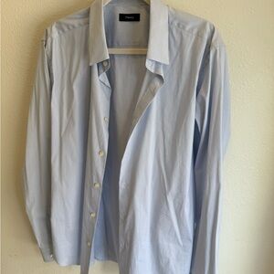 Theory “Sylvain – Precise Grid” shirt, Lt-blue | L